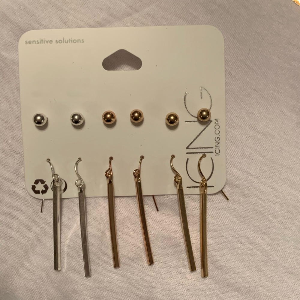 Icing Gold and Silver Dangle Earrings